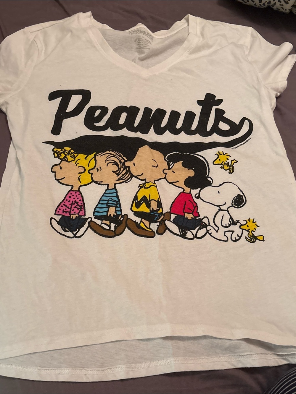 Peanuts White Kids Tee with Colorful Character Lineup